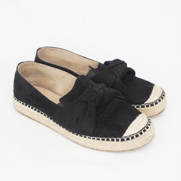 KAARI BLUE Black Suede Thick Espadrilles Slip Ons - Picture 1 of 9